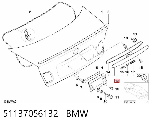Tirador de puerta de maletero exterior 51137056132 BMW
