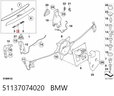 Manija exterior de tapa de maletero BMW 51137074020