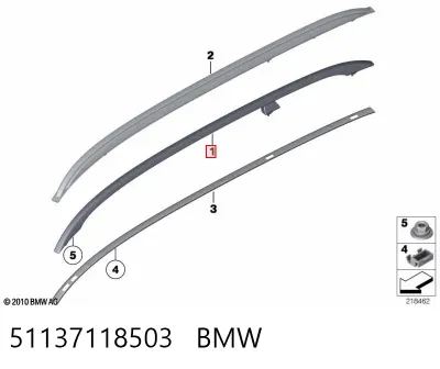 Riel de techo izquierdo BMW 51137118503