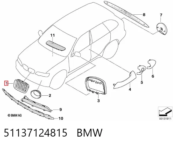 Rejilla izquierda 51137124815 BMW