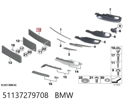 Soporte de matrícula delantera BMW 51137279708