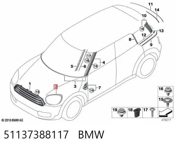 Tapa del faro izquierda 51137388117 BMW