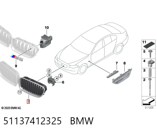 Parrilla 51137412325 BMW