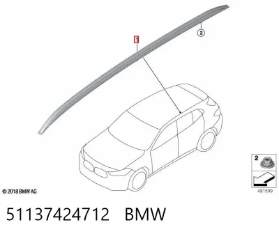 Riel de techo derecho BMW 51137424712