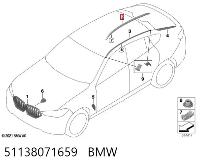 Riel de techo izquierdo BMW 51138071659
