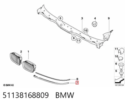 Pestaña del faro izquierdo BMW 51138168809