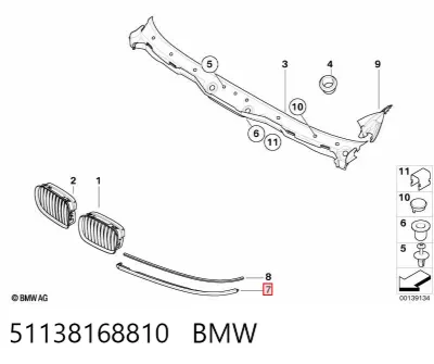 Pestaña del faro derecho BMW 51138168810