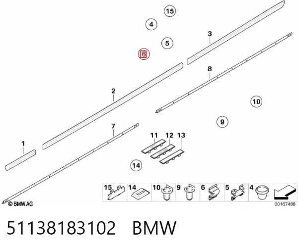 Clip de fijación del guardabarros delantero 51138183102 BMW
