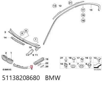 Pestaña del faro derecho BMW 51138208680