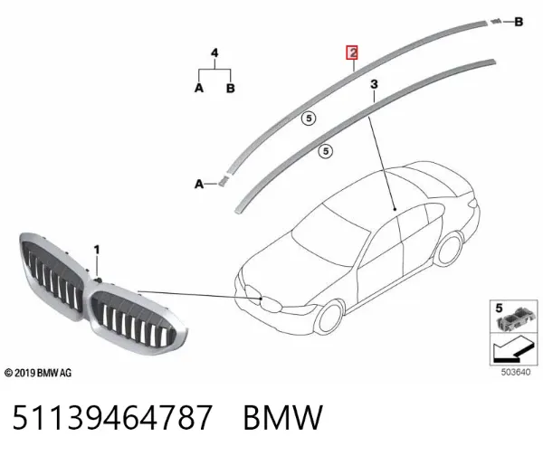 Moldura de techo izquierda 51139464787 BMW
