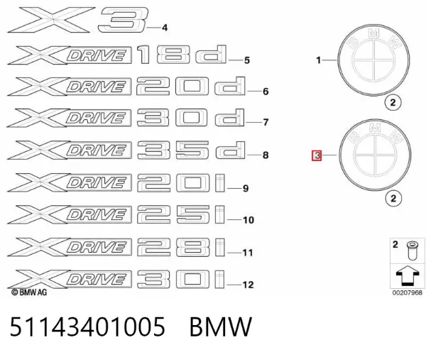 Emblema BMW X3 E83