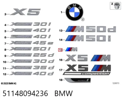 Emblema de capó BMW 51148094236