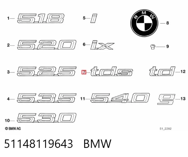 Emblema 51148119643 BMW