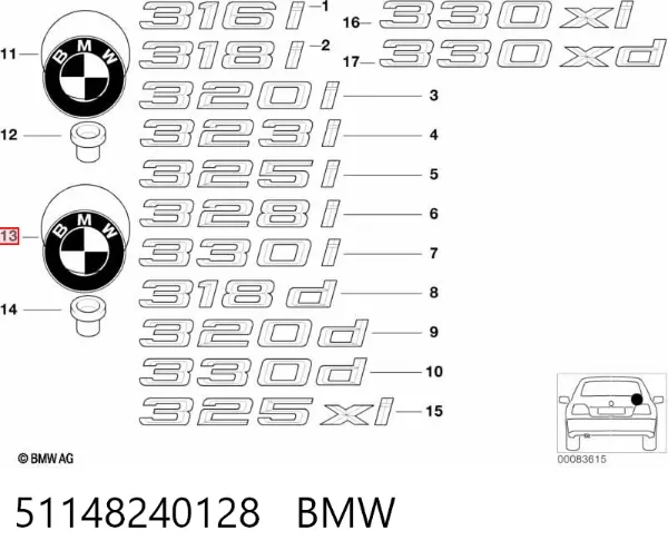 Emblema 51148240128 BMW