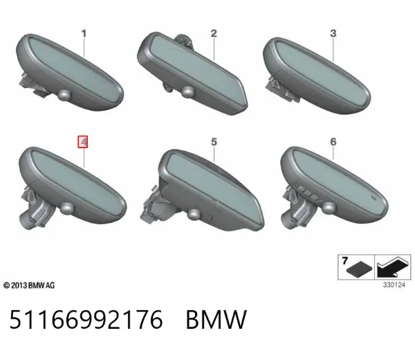 Espejo interior 51166992176 BMW