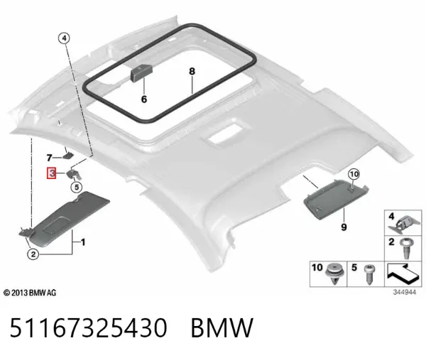 Retenedor de visera parasol 51167325430 BMW