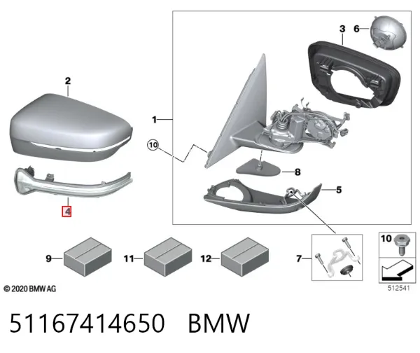 Luz intermitente del espejo retrovisor derecho 51167414650 BMW