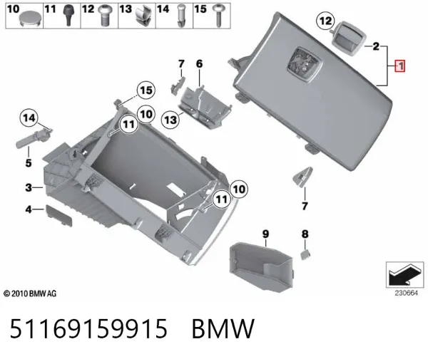 Tapa guantera 51169159915 BMW