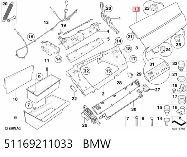 Tapa guantera BMW X5 E70