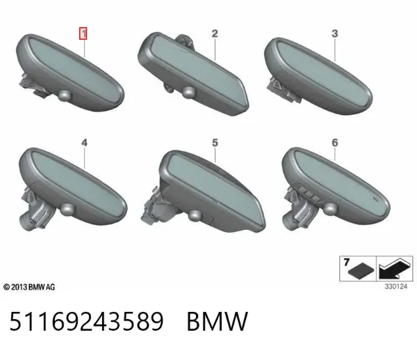 Espejo interior 51169243589 BMW