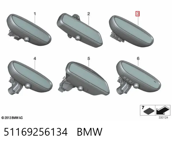 Espejo interior 51169256134 BMW