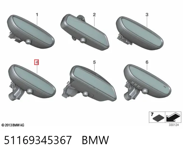 Espejo interior 51169345367 BMW