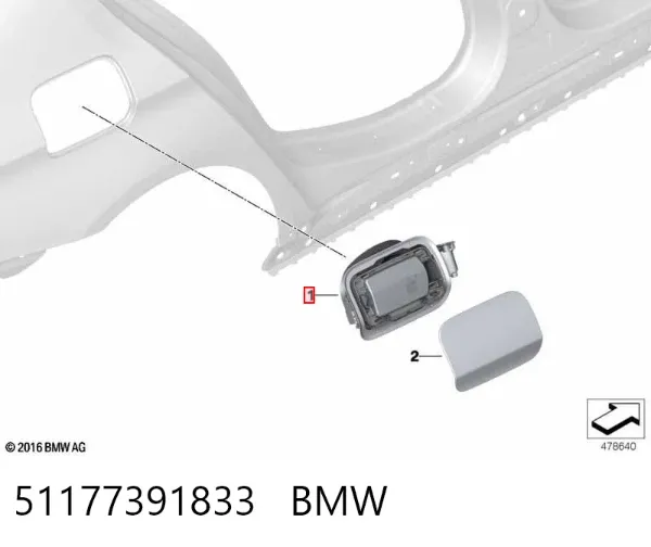 Carcasa del tubo de llenado del tanque de combustible 51177391833 BMW