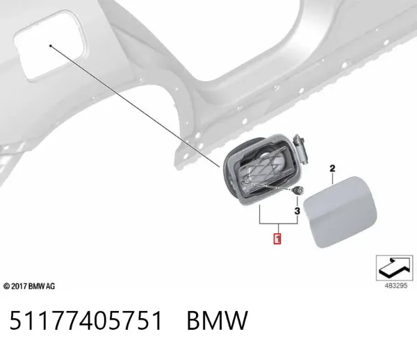 Carcasa del tubo de llenado del tanque de combustible 51177405751 BMW