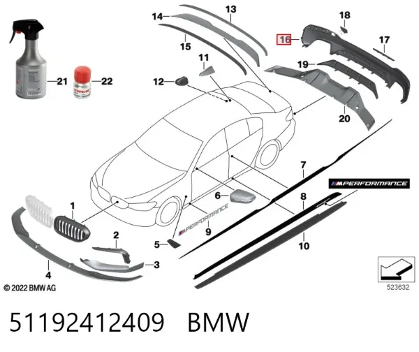 Protector parachoques trasero 51192412409 BMW
