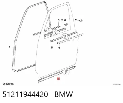 Moldura de la puerta delantera derecha BMW 51211944420