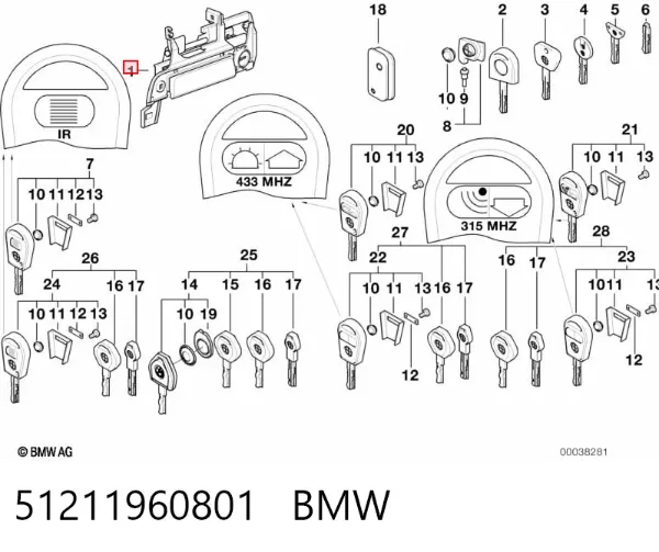 Manija exterior derecha de puerta delantera 51211960801 BMW