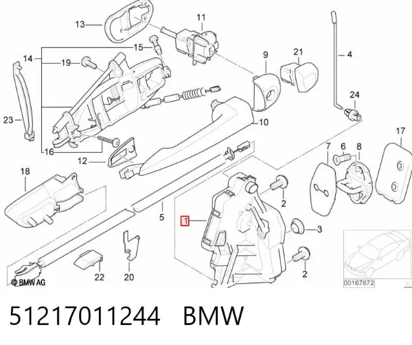 Cerradura de puerta delantera derecha 51217011244 BMW