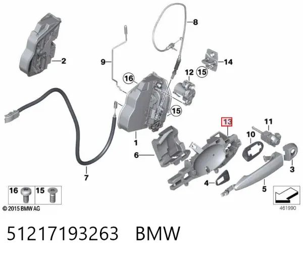 Soporte de manija exterior de puerta delantera izquierda 51217193263 BMW