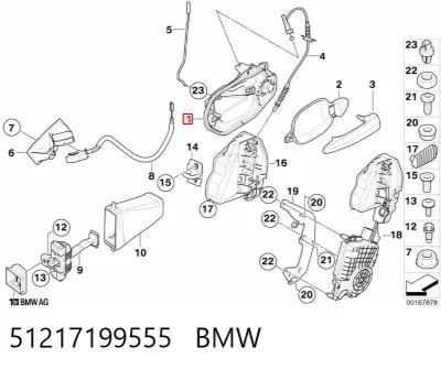 Soporte de manija exterior de puerta delantera izquierda BMW 51217199555