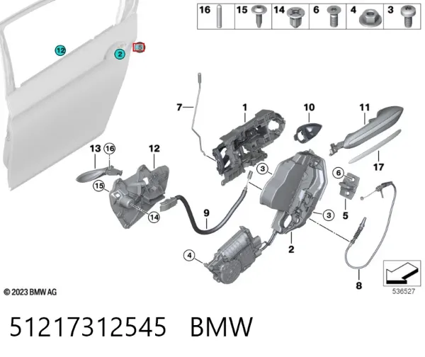 Pieza de cierre de puerta delantera 51217312545 BMW