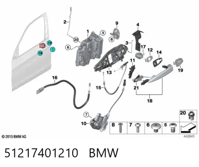Soporte de manija exterior de puerta trasera derecha BMW 51217401210