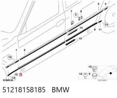 Moldura inferior de puerta delantera izquierda BMW 51218158185