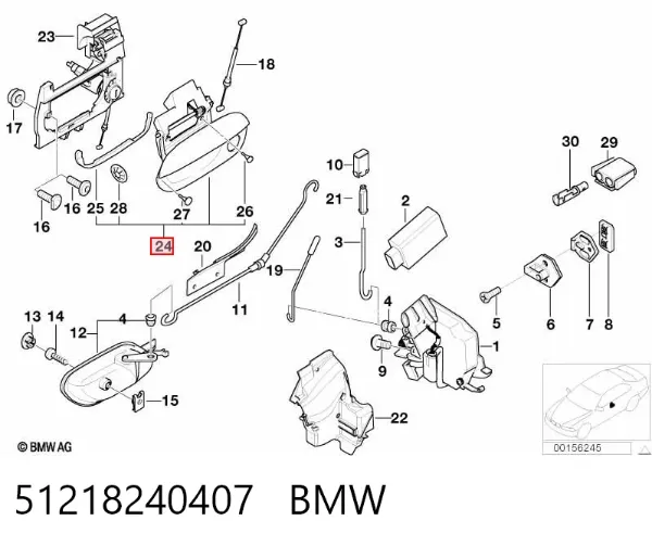 Manija exterior izquierda de puerta delantera 51218240407 BMW