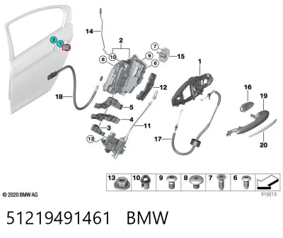 Manija exterior trasera izquierda BMW 51219491461