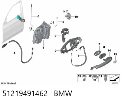 Manija exterior derecha delantera/trasera de puerta BMW 51219491462