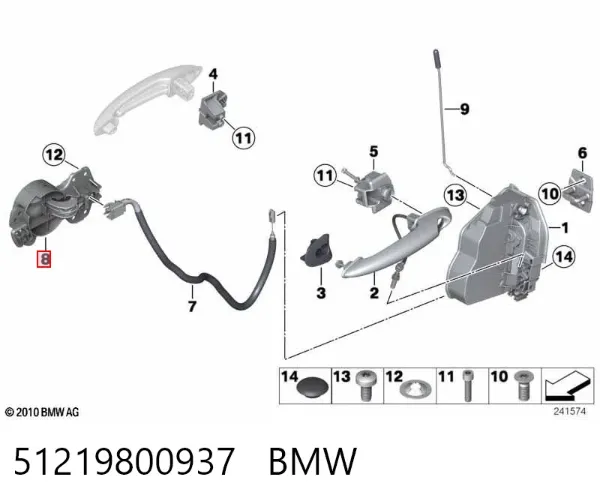 Manija interior de puerta delantera izquierda 51219800937 BMW