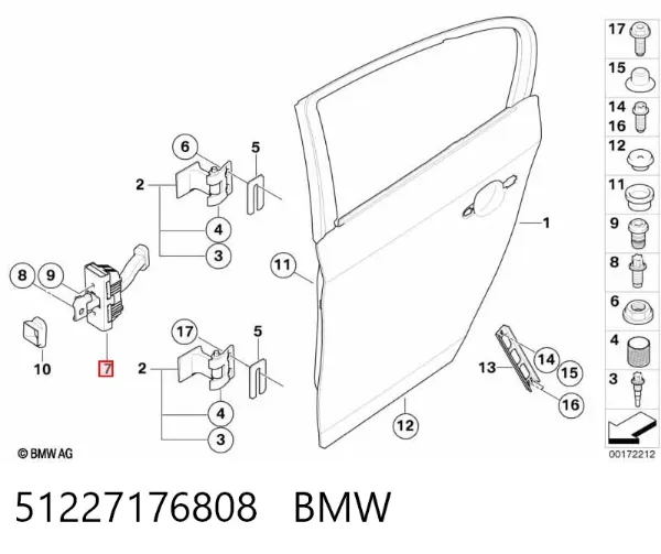Limitador de apertura de puerta trasera 51227176808 BMW