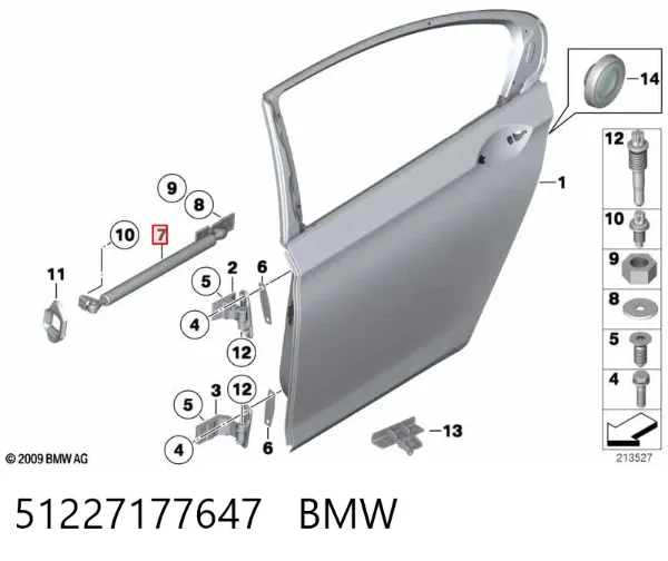 Limitador de apertura de puerta trasera izquierda 51227177647 BMW