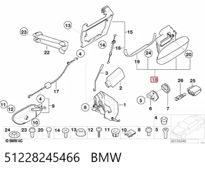 Manija exterior derecha de puerta trasera BMW 51228245466