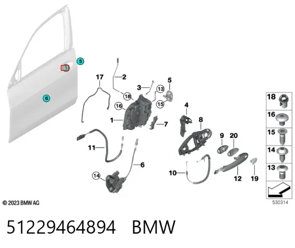 Cerradura de puerta delantera derecha 51229464894 BMW