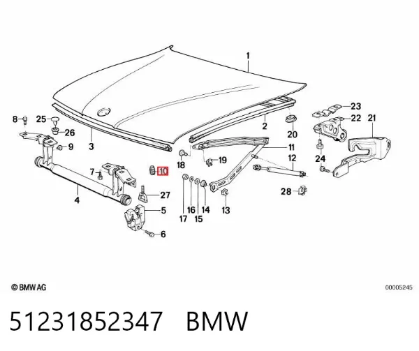 Tope del capó 51231852347 BMW