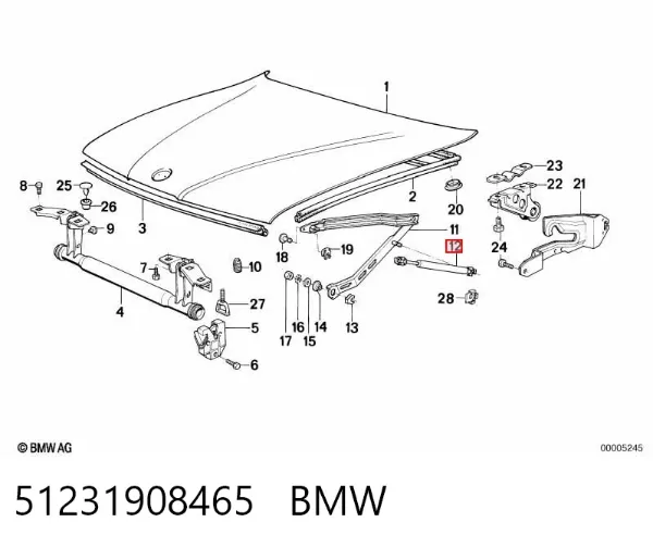 Amortiguador de capó 51231908465 BMW