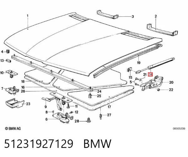 Amortiguador de capó 51231927129 BMW