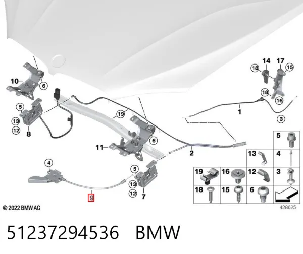Palanca de apertura del capó 51237294536 BMW