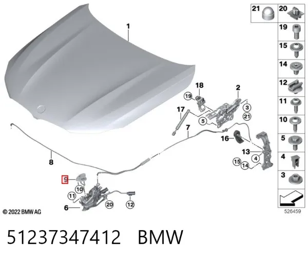 Gancho soporte del capó 51237347412 BMW
